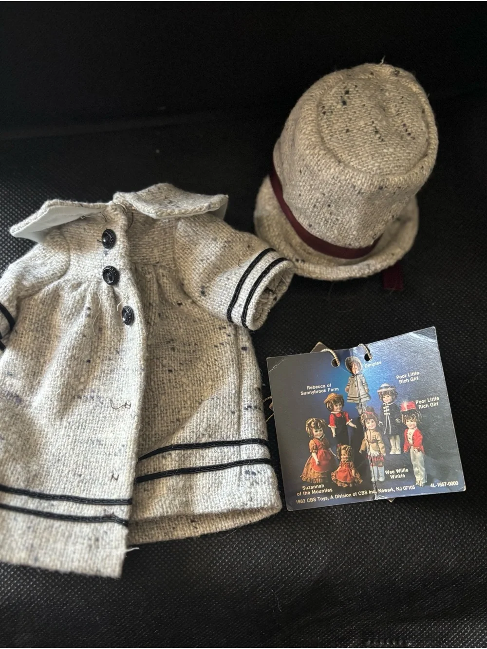Shirley Temple Ideal Vintage Dolls - Navy Coat & Beige Plaid Outfits